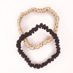 Smėlinė ir juoda prabangi šilkinė rankų darbo plaukų gumytė